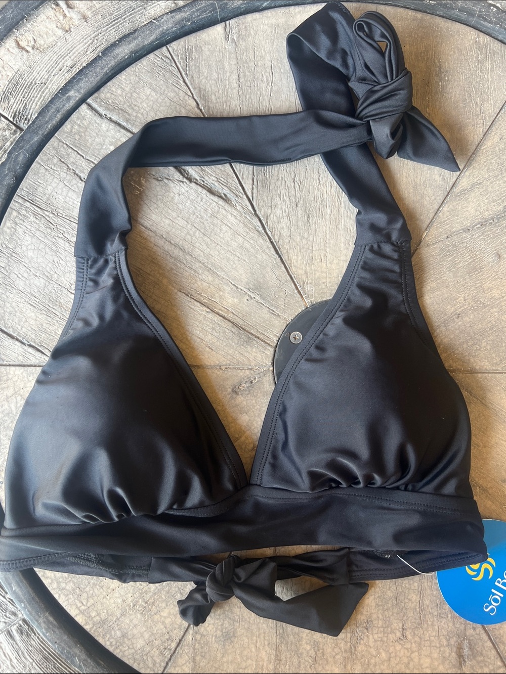 Black Halter Tie Bikini Top - Women Medium B24 super nice